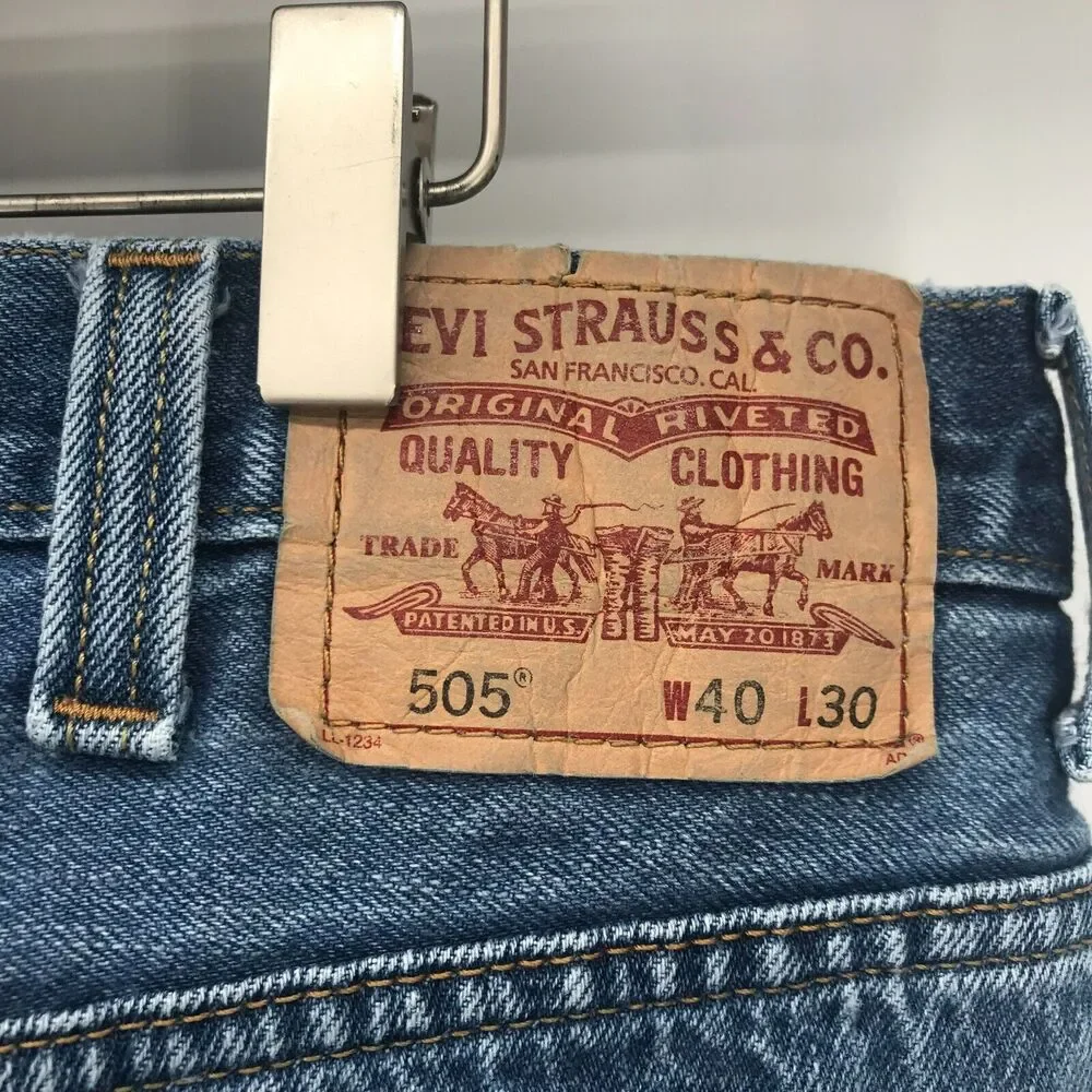 Levis 505 Regular Fit Jean Mens 40 * 30 Medium Blue 100% Cotton Pockets Denim